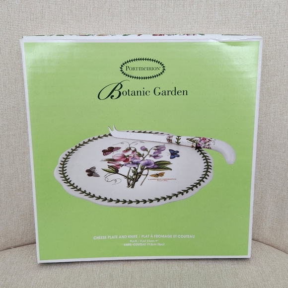Portmeirion Botanic Garden Sweet Pea Cheese Plate & Knife - New in Box - Picture 3 of 5